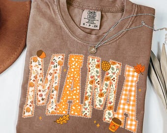 Fall Mama Shirt, Autumn Mama Tee, Cute Fall Mom Shirt, Floral Mama Shirt, Pumpkin Mama Tee, Fall Mom Gift, Thanksgiving Mama Shirt