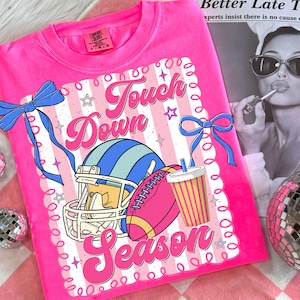 Preppy Football Touchdown Season Png, Football Coquette Png, Game Day Shirt Design, Football Mama Png, Autumn Football Sublimation