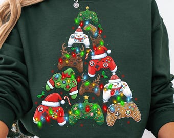 Funny Retro Christmas Gaming Controller PNG, Santa Video Game Png, Xmas Tree Gamer Design, Boys Holiday Shirt PNG, Kids Christmas Png