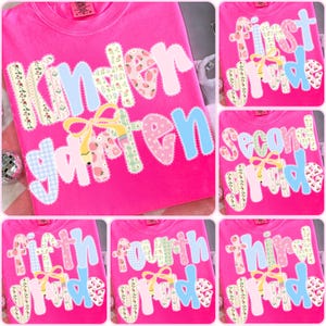 Preppy Back to School PNG Bundle, First Day of School Shirt Design, Girly Checkered Sublimation, Pre-k 1st/2nd/3rd Grade
