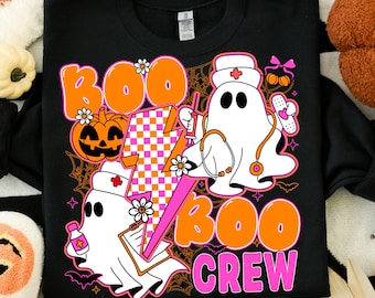 Halloween Neon Nurse Png, Boo Boo Crew PNG, Halloween Nursing Fall Png, Ghost Nurse Shirt Png, Nurse Png, Halloween Nurse Design Sublimation