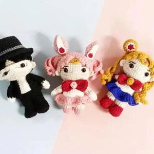 Mini Sailor Scouts Crochet Dolls – Amigurumi DIYGift,Sailor Moon Mini Amigurumi Set – Cute Crochet Figurines,Mini Sailor Warriors Dolls