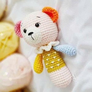 Little Bear Rattle Crochet Pattern,Amigurumi Baby Toy PDF,Crochet Baby Rattle,Cute Little Bear Amigurumi Pattern,Teddy Bear Rattle Pattern