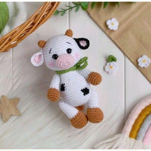 Farm Cow Crochet,Amigurumi Animal Doll PDF,Cow Amigurumi Pattern – Crochet Farm Animal Toy,Crochet Cow Doll Pattern,Farm Animal PDF Tutorial