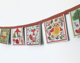 Woodland Bunting Fox Owl Autumn Banner Square Flags