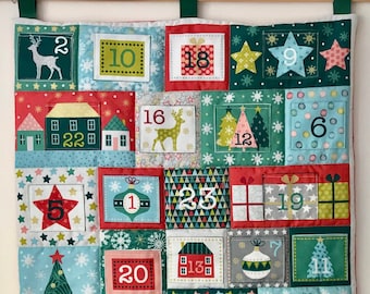 Advent Calendar Festive Patchwork Tree Christmas Green Red