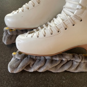 Ice Skate Soakers Figure Skate Blade Protector Soft Grey & Yellow