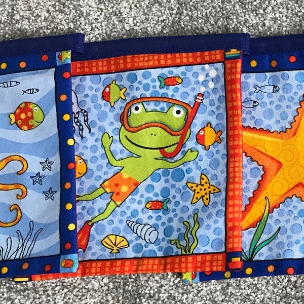 Sea Fish Bunting Octopus Ship Blue Crab Frog Red OrangeYellow Banner 7 Square Flags