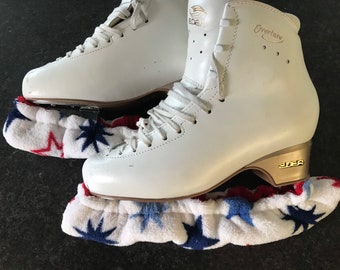 Ice Skate Soakers Red White Blue Star Supersoft Quality Fleece & Fluffy Towel