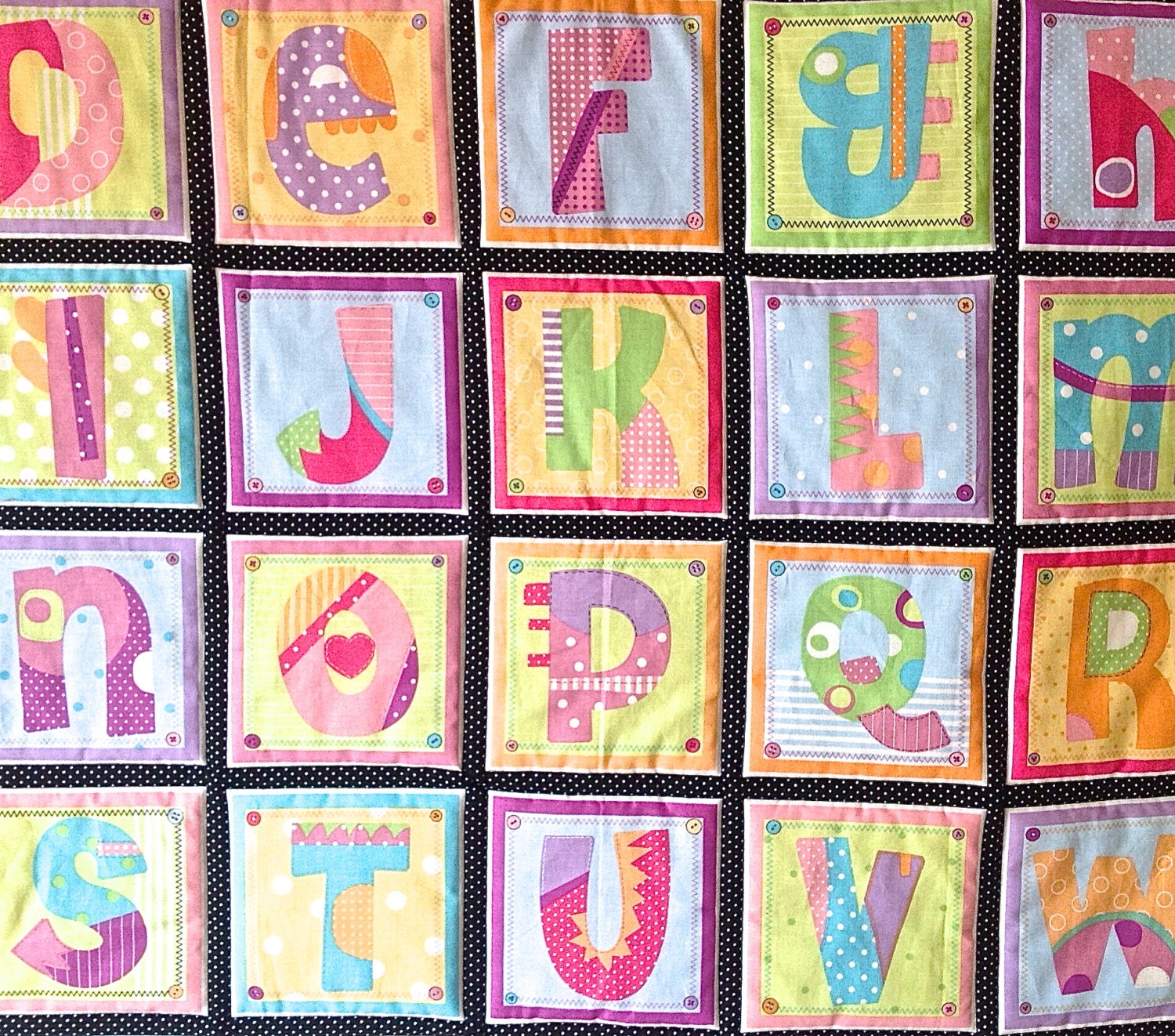Alphabet Quilted ABC Patchwork Letters Wall Hanging Pastel Etsy