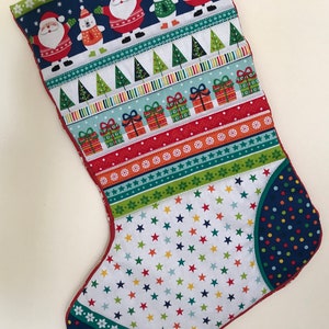 Christmas Stocking Quilted Santa, Stars, Presents and Trees image 2