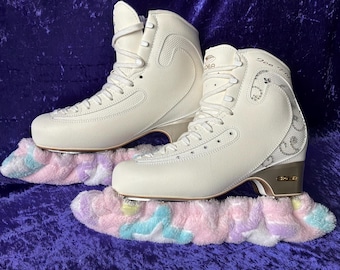 Fundas para cuchillas de patines de hielo - Protectores de cuchillas para patinaje artístico - Protector de cuchillas hecho a mano - Regalo para patinadores sobre hielo - Funda para patines de hockey - Estrella pastel