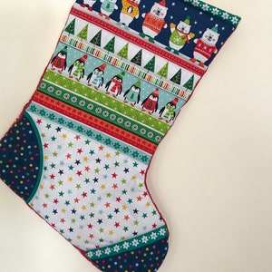 Christmas Stocking Quilted Santa, Stars, Presents and Trees image 5
