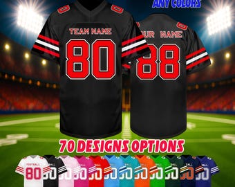 Custom Football Jersey Personalized Embroidered Name Number Team Logo Game Training Shirt Fan Gift for Men Women Kids Toddlers SportsUniform