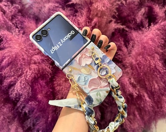 Cute Flower Phone Case for Samsung Z Flip 7, Flip 6 and 5, with Strap