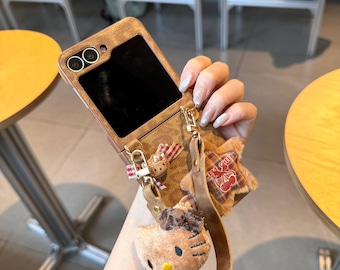 Cute Phone Case for Samsung Z Flip 7, Flip 6 and 5, with Strap