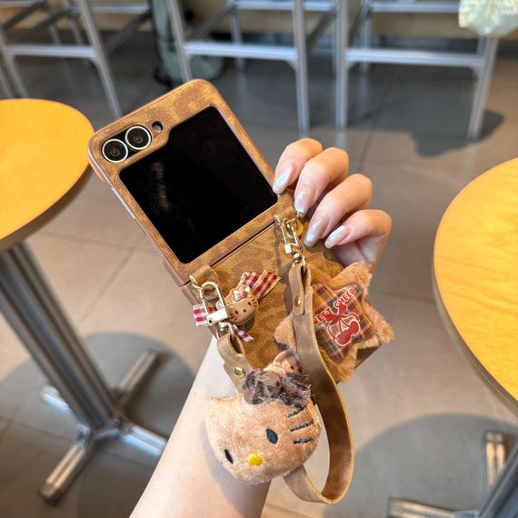 Cute Phone Case for Samsung Z Flip 7, Flip 6 and 5, with Strap