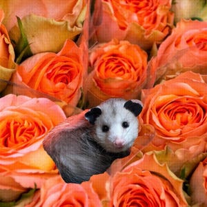 Flowers Orange Opossum Button