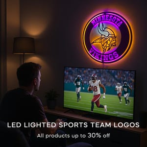 Custom LED Light Sport Team Logo Wall Sign with Backlight | Personalized CNC Cut Wall Art for Man Cave, Bar, Game Room | Gift for Fans