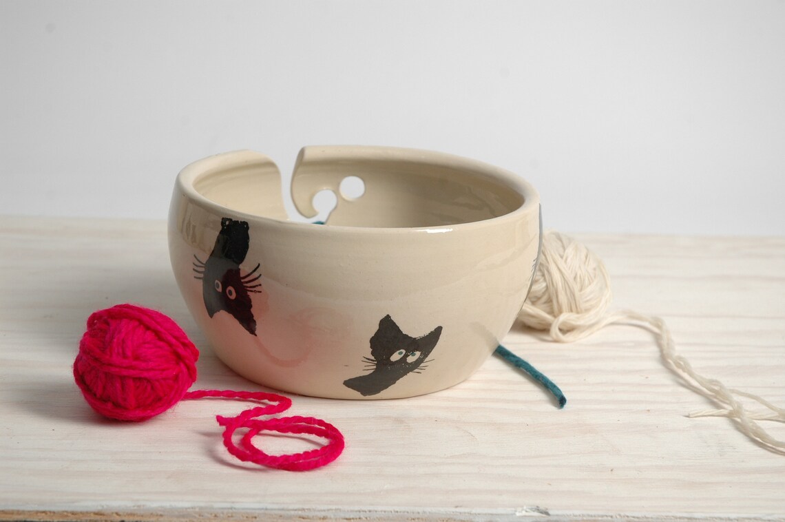 Cat Knitting Bowl cat Yarn Bowl funny yarn bowl black cats Etsy