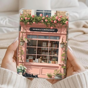 Custom Name Bookshop Kindle Insert, Floral Cat Bookstore kobo Case (Digital Download)