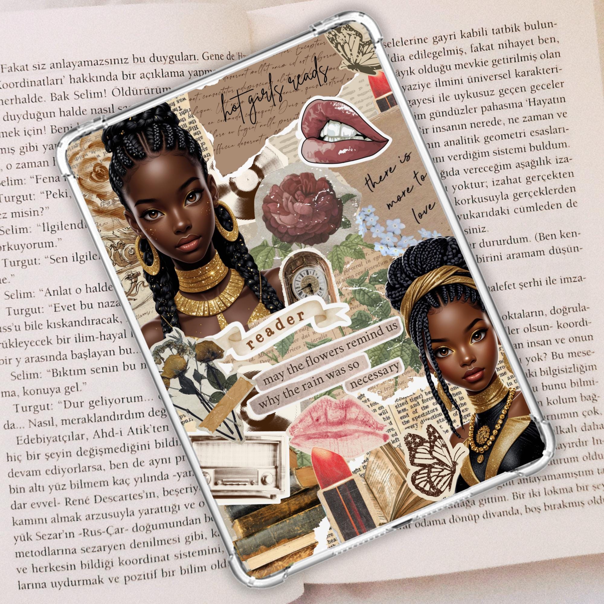Black Girl Kindle Insert, Printable Bookish Trendy Kindle/kobo Case ...