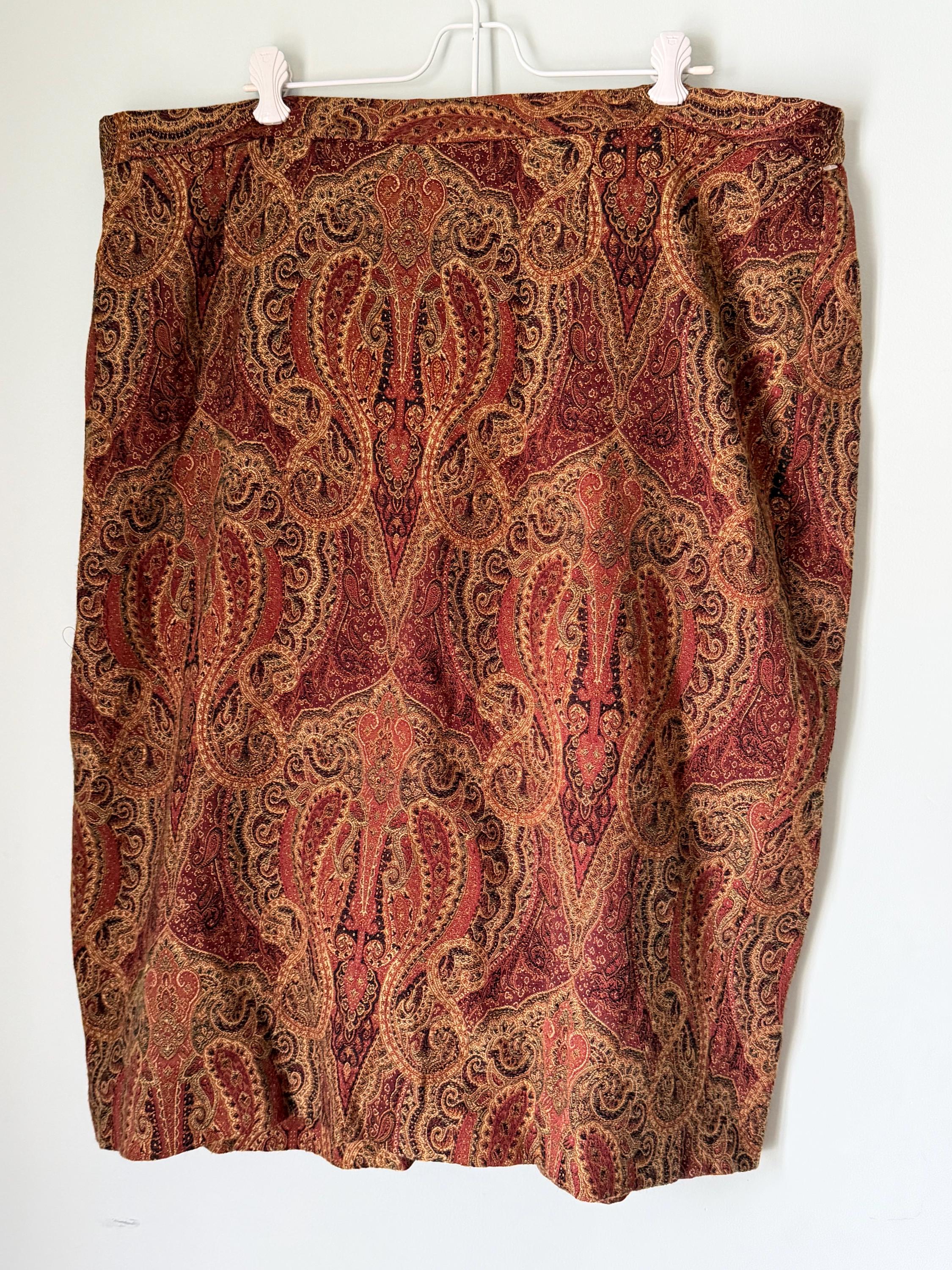 YOURS Plus Size Navy Blue Paisley Hanky Hem Skirt | Yours Clothing