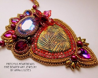 KIT - DIY Bead Embroidery Necklace - Beading Pattern (Instruction and Materials) - Avatar - Pandora - Fuchsia Purple Orange Gold