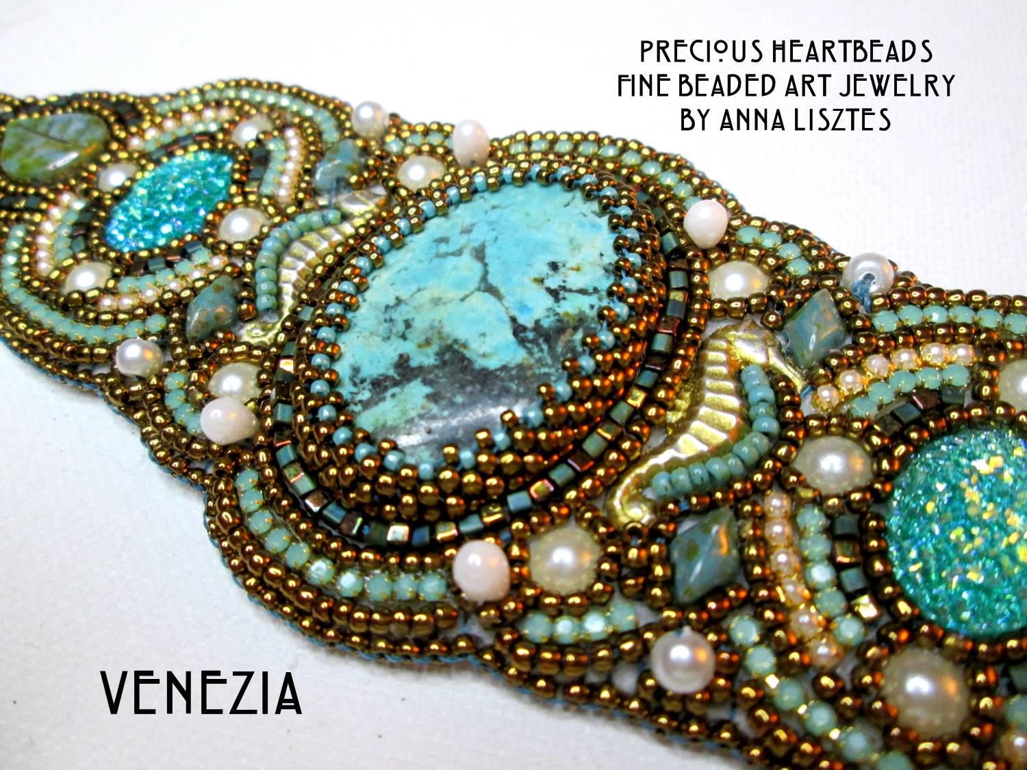Venezia Bracelet DIY Kit: Bead Embroidery Cuff With Turquoise