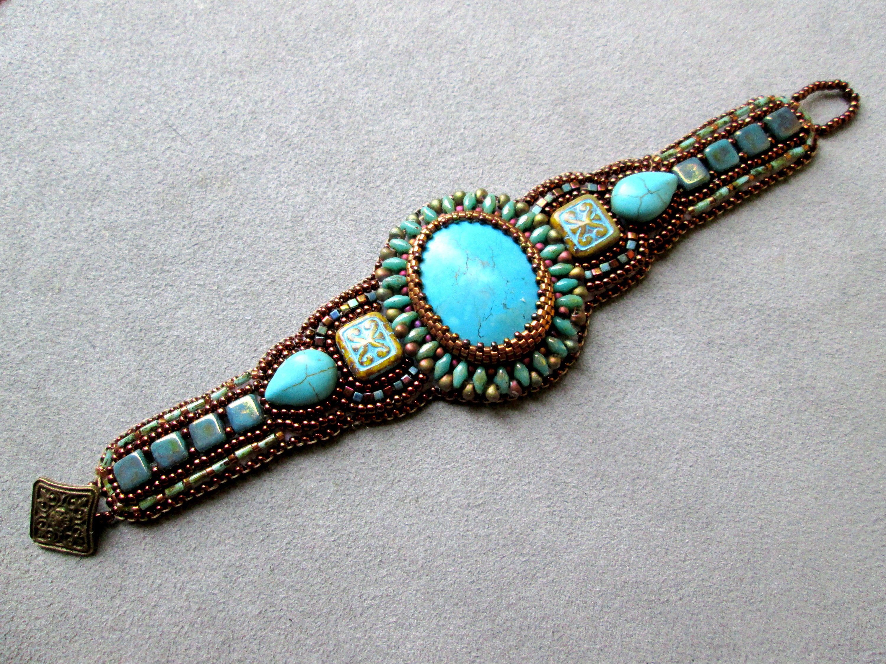 KIT DIY Bead Embroidery Bracelet KIT limited Edition Turquoise antique ...