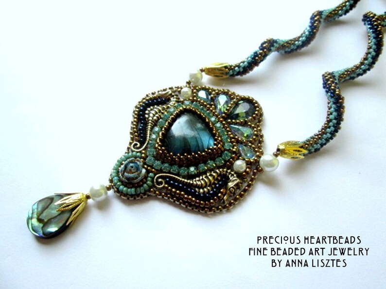 KIT DIY Bead Embroidery Necklace Beading Pattern instruction and