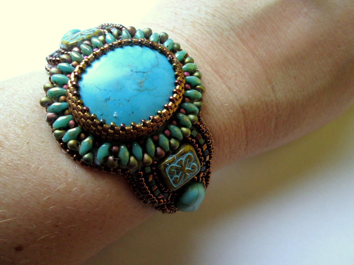 KIT DIY Bead Embroidery Bracelet KIT limited Edition Turquoise antique