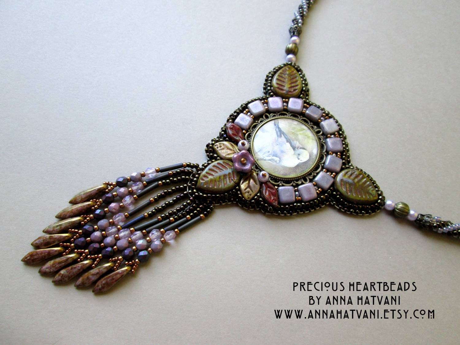 Grace Purple Pursuation Bead Embroidery Necklace - Etsy Sweden