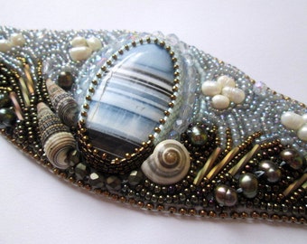 Beading pattern, DIY KIT, Bead embroidery, Instructions and materials - Beack Walk - Bracelet Cuff