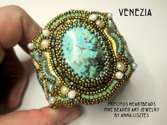 Venezia Bracelet DIY Kit: Bead Embroidery Cuff With Turquoise