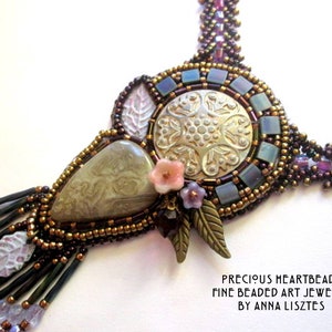 Beading pattern, DIY KIT, Tutorial and materials, Bead embroidery, Instructions and materials - Emma Necklace with Lace Agate