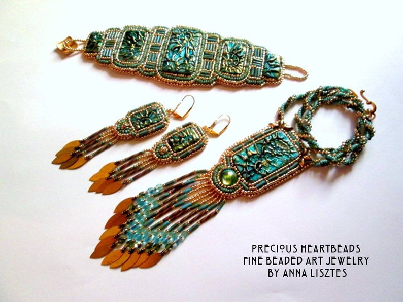 Sparkling Spirals Bead Embroidery Set KIT DIY limited edition Turquoise Teal Gold All 3 kits