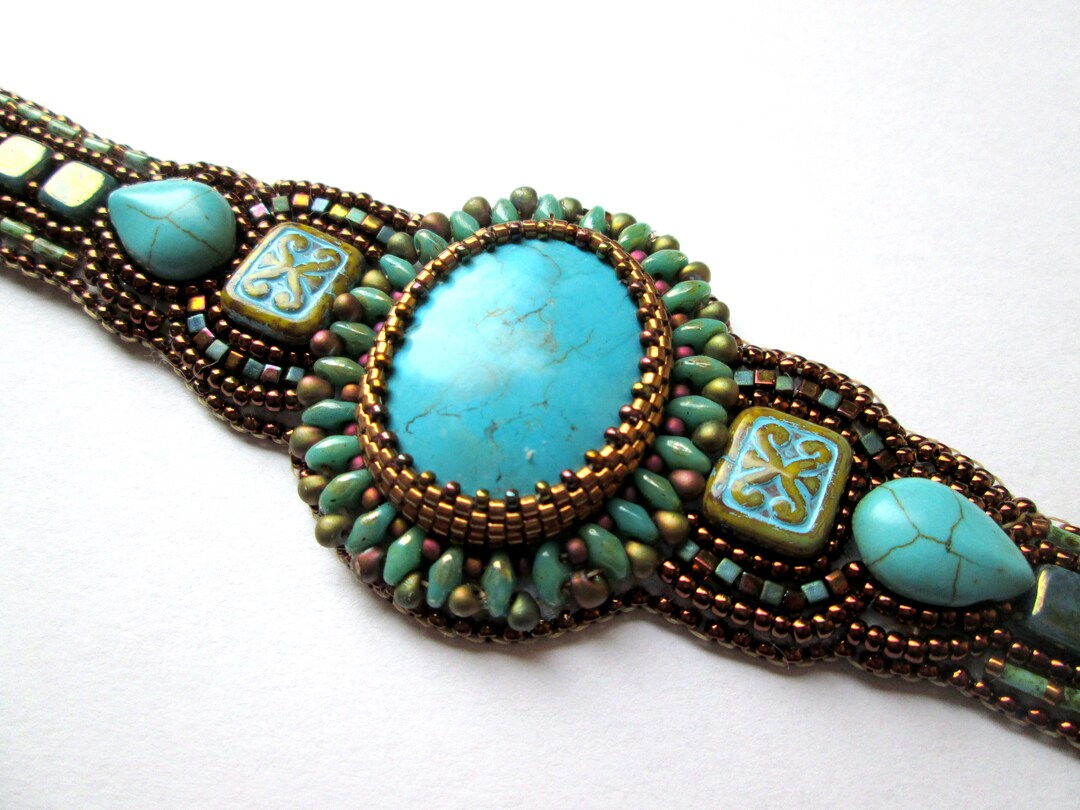 KIT DIY Bead Embroidery Bracelet KIT limited Edition Turquoise antique