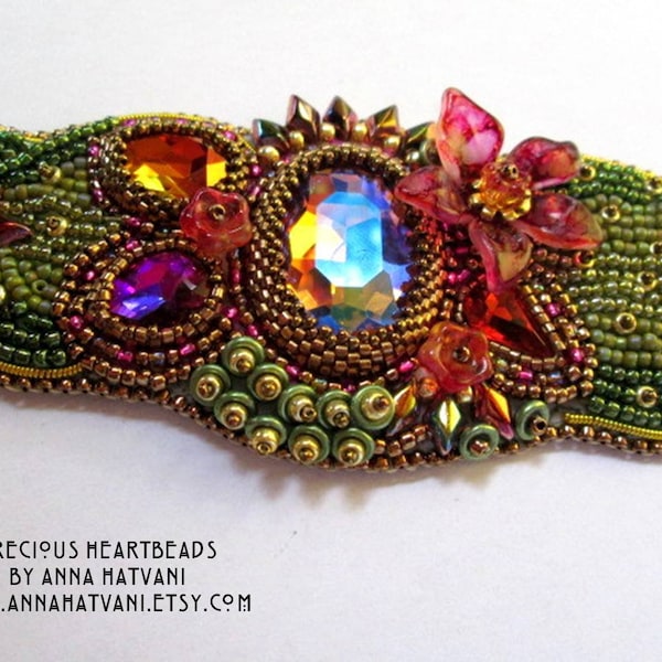 Fleur de Cactus - Pochette de Bracelet Broderie Perle