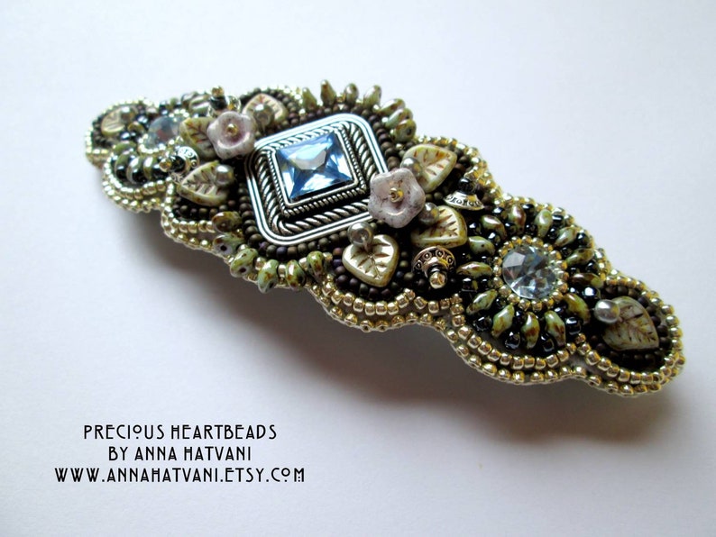 Bead Embroidery Hair Clip Barrette Bead Embroidered Etsy