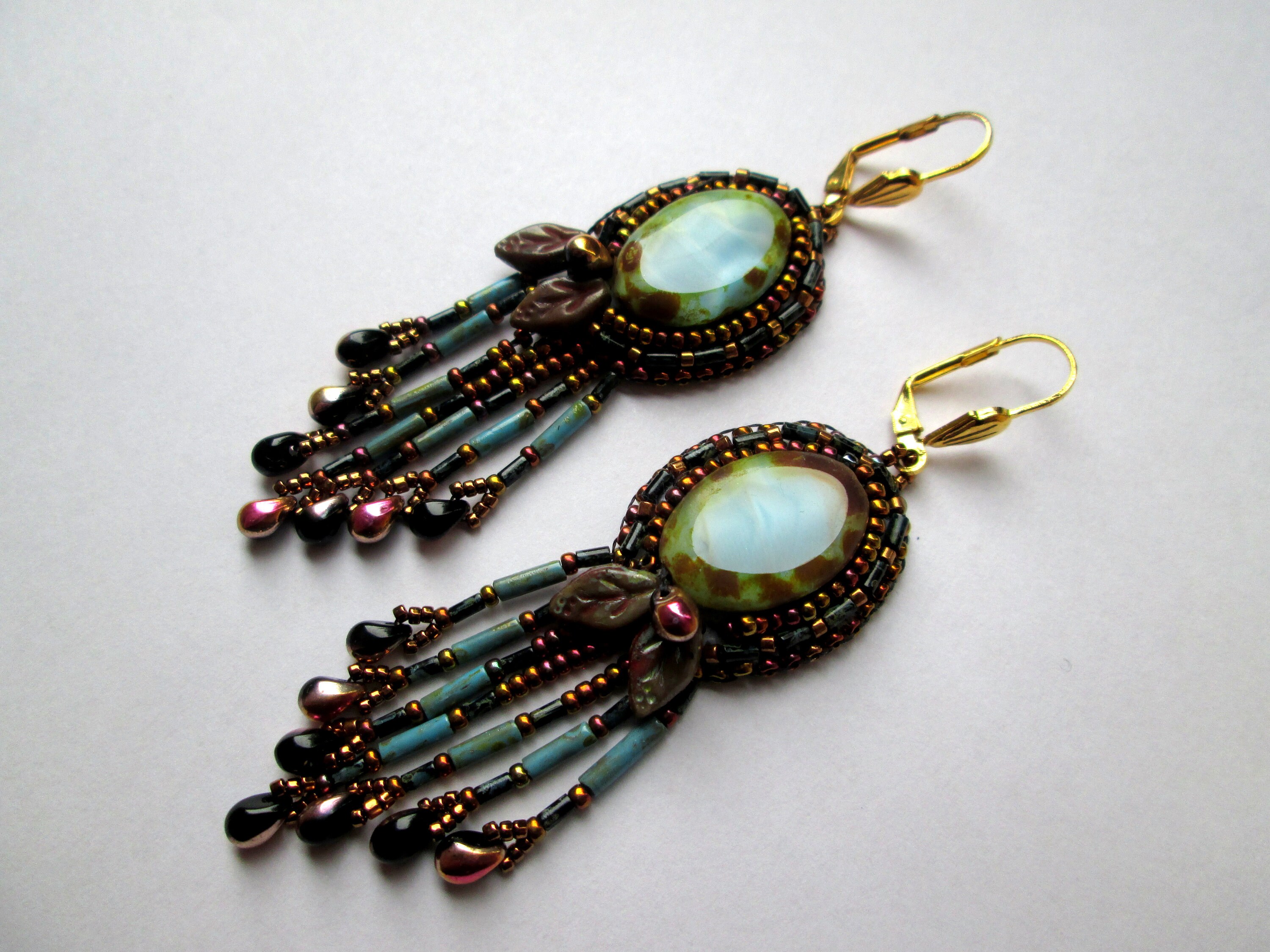 Beaded Earrings DIY Kit, Beading Pattern and Material, Bead Embroidery ...