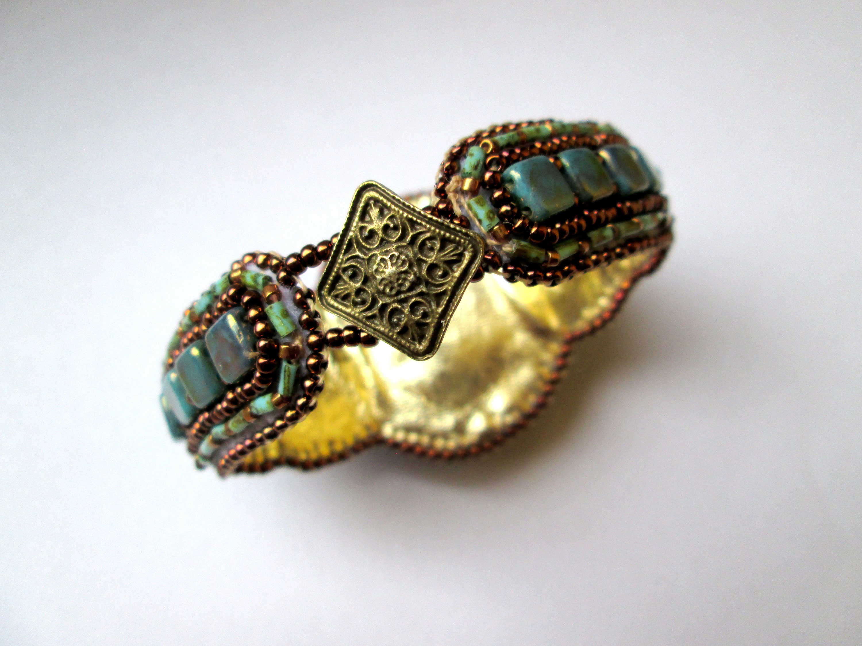 KIT DIY Bead Embroidery Bracelet KIT limited Edition Turquoise antique