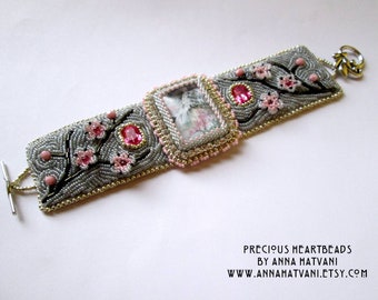 Beading pattern, DIY KIT, Tutorial and materials, Bead embroidery, Instructions and materials - Kyoto - Bracelet Cuff