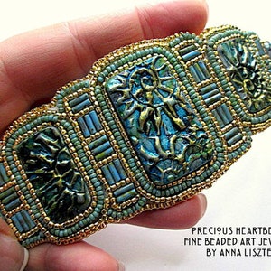 Sparkling Spirals Bead Embroidery Set KIT DIY limited edition Turquoise Teal Gold image 2