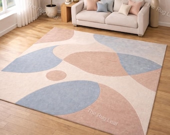 Hand Tufted Wool Rug – Abstract Pastel Scandinavian Area Carpet