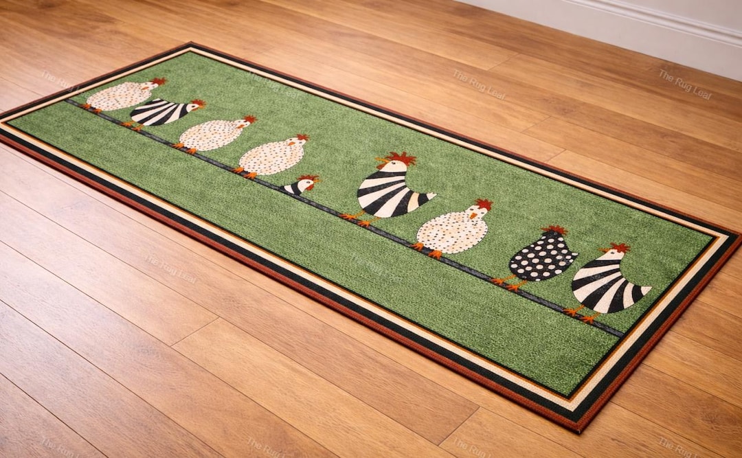 Hand Tufted Wool Chicken Runner Rug – Farmhouse Kitchen Hallway Carpet ...