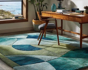 Hand Tufted Abstract Area Rug, Modern Geometric Wool Rug, Contemporary Living Room Carpet, Designer Statement Rug, Handmade Rug