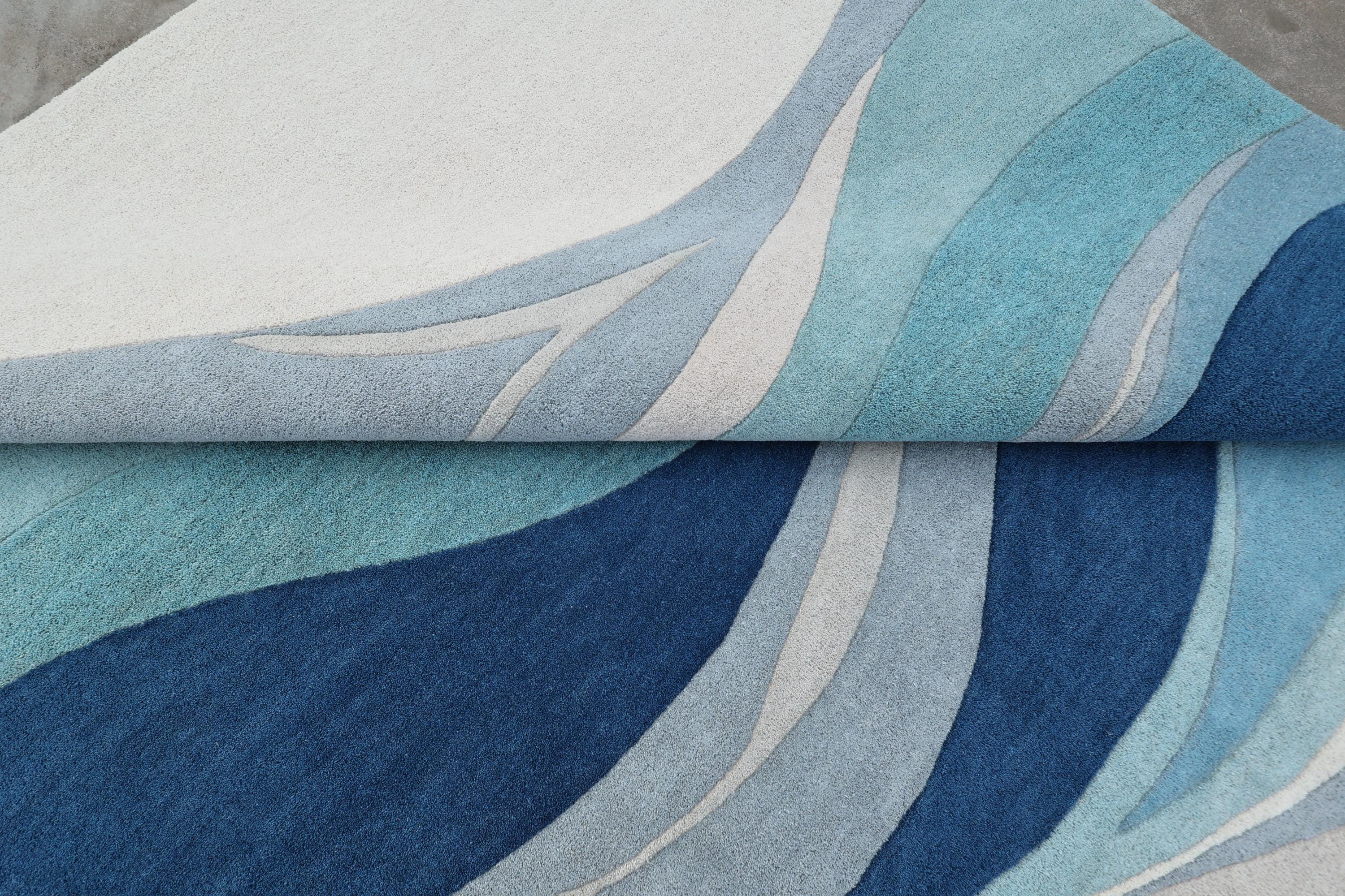 Rod Wave Rugs Modern Tufted Wave Rug, Abstract Blue Area Rug, Ocean Wave Carpet ...