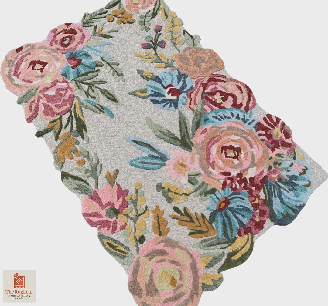 Pattern Floral Whimsical Rug Hand Tufted Wool Floral Rug: Vintage Inspired Botanical Design - Etsy