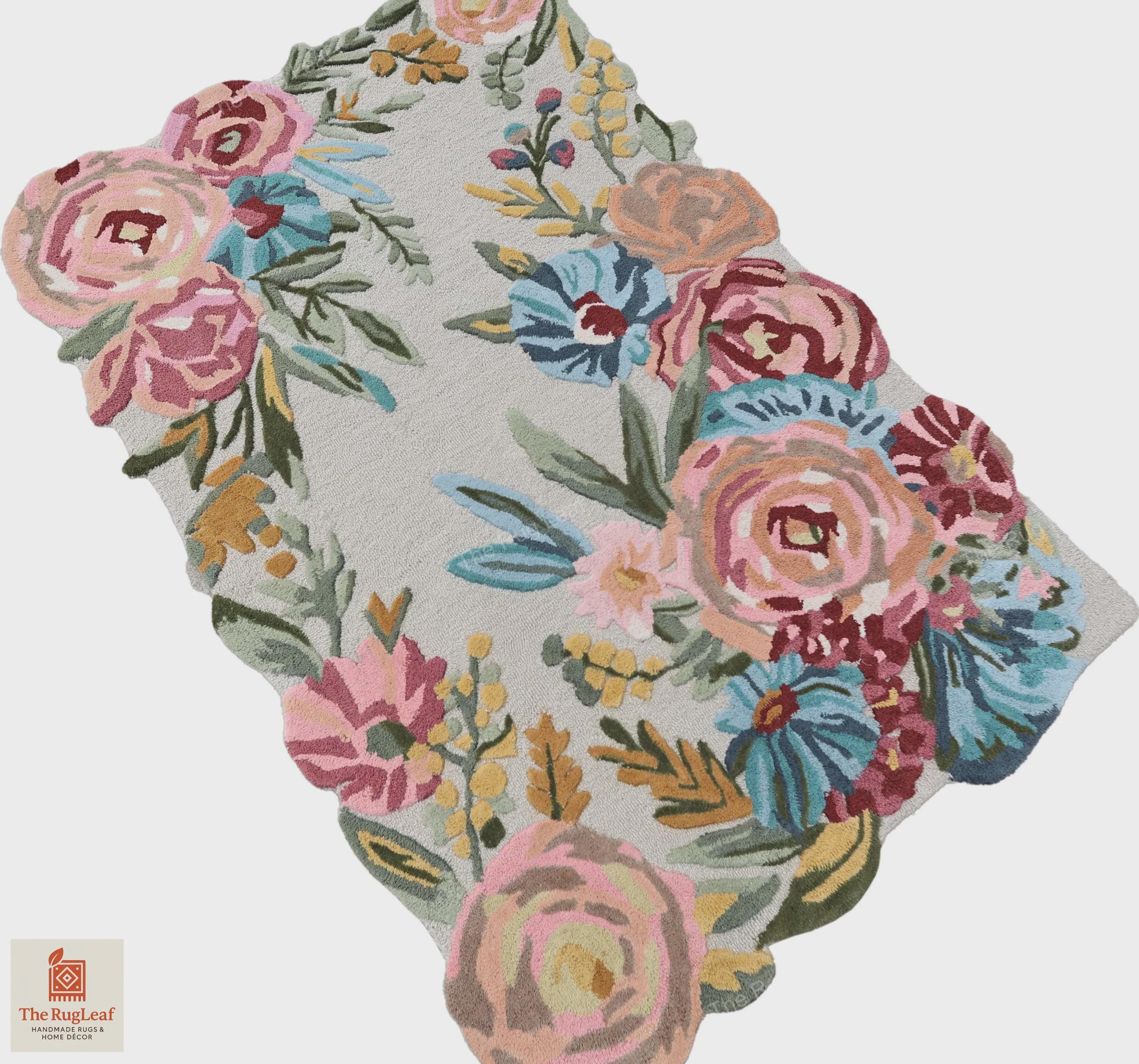 Hand Tufted Wool Floral Rug: Vintage Inspired Botanical Design - Etsy